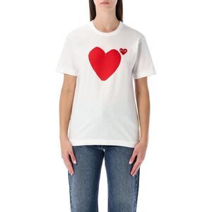 COMME DES GARCONS PLAY Cotton T-Shirt with Heart Logo Men WHITE T-Shirts